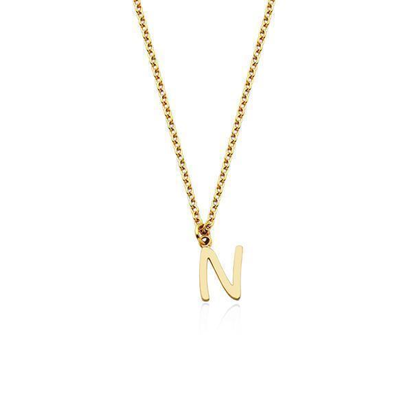 CJ Steelx Carded Letter "N" Necklace - Gold
