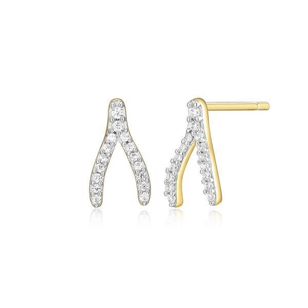CJ Monte sterling silver lab­-created diamond wishbone stud earrings