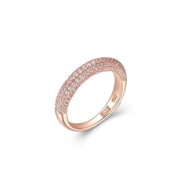 R34LAEX-R-7 "Stardust" 5-Row Clear Cubic Zirconia Half Eternity Ring - Rose Gold