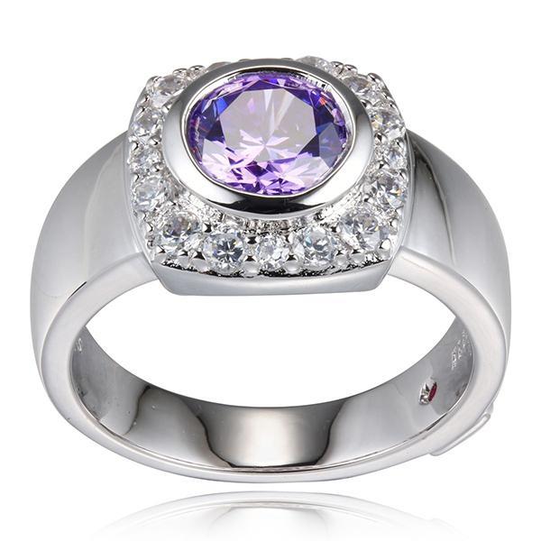 RR4L86124-W-6 Sterling Silver RADIANCE Purple Cubic Zirconia Ring Size 6