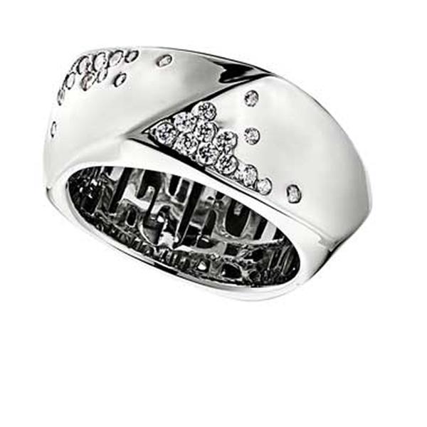 RR4L83900-W-7 Sterling Silver RAY OF LIGHT Cubic Zirconia Thick Band Ring Size 7