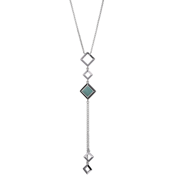 NR0LBGX3-W Nefer Malachite Lariat Necklace