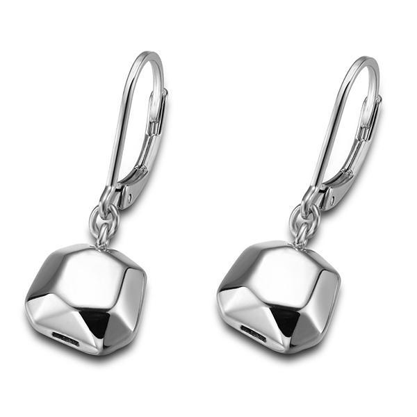 ER2LBLGA0-W Sterling Silver Faceted Nugget Leverback Earrings