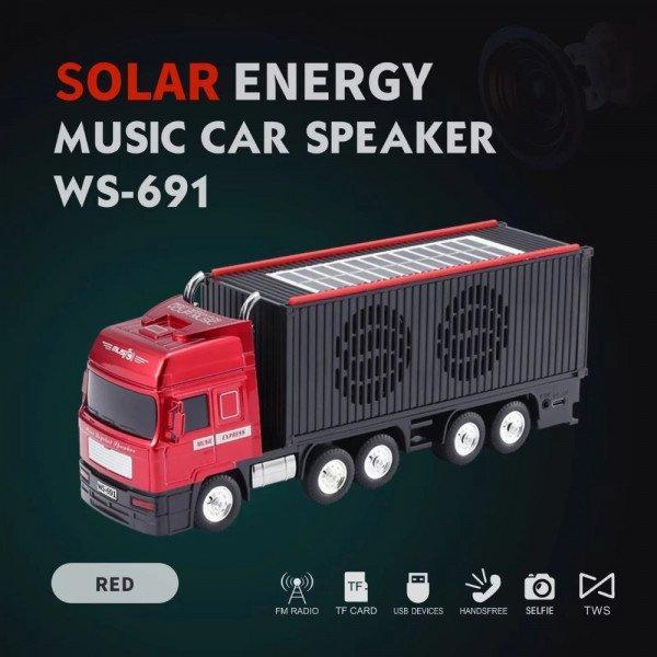 Music Express Semi Truck Bluetooth Speaker - Portable Wireless Sound System with Solar Charging KIWS691 for Universal Cell Phone And Bluetooth Device - Red