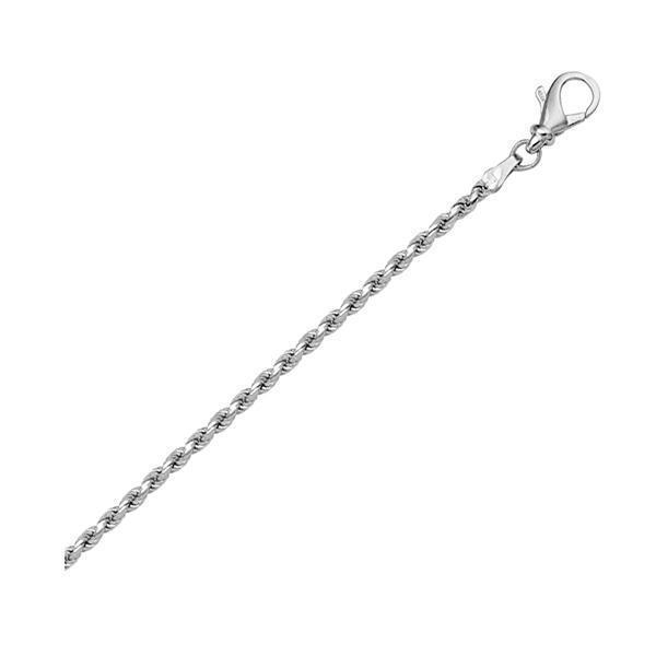 14K White Gold Solid Diamond Cut Rope 7" Bracelet