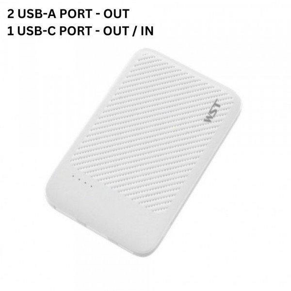 USB/Type-C Outputs Ultra Slim 5000mAh Universal Battery Pack Portable Charger Power Bank SL05DD for Universal Cell Phone And Devices - White