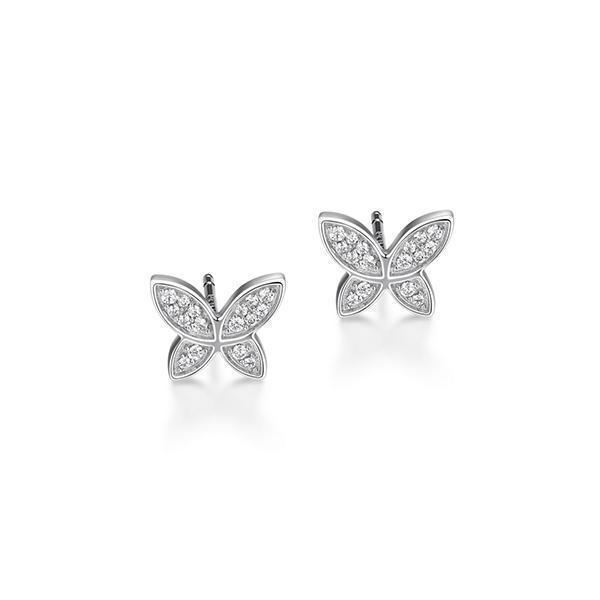 Diamondlite Cubic Zirconia Medium Butterfly Stud Earrings - Silver