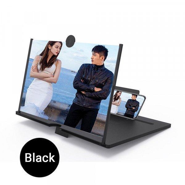 10 inch Plate Universal Screen Magnifier Amplifier 3X HD Mobile Phone Magnifier Projector Screen Foldable Phone Stand - Black