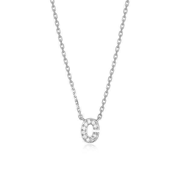 Diamondlite Cubic Zirconia Mini Initial C Necklace - Silver