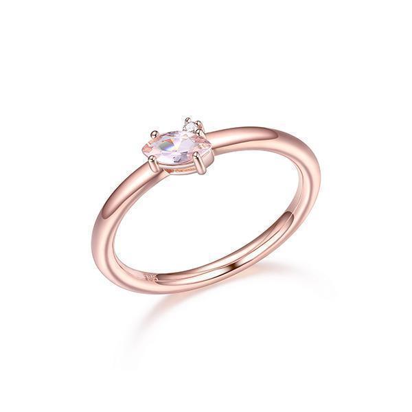 Diamondlite Cubic Zirconia and Simulated Morganite 6x3mm Marquise Ring - Rose - Size 7