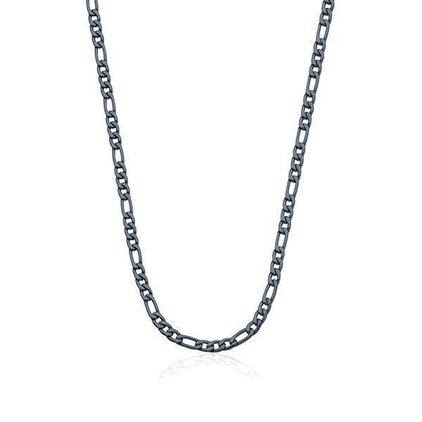 STEELX 4.5mm Figaro Chain Necklace - Blue Grey