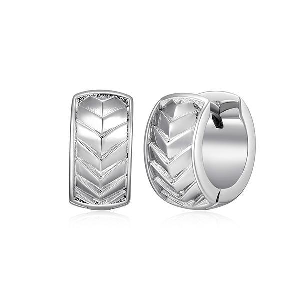 Sterling silver CJ Ethos CHEVRON rhodium plated 13mm hoop earrings