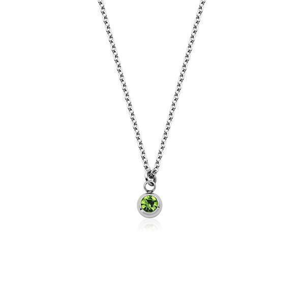 CJ Steelx Carded "August" Peridot Crystal Necklace - Silver