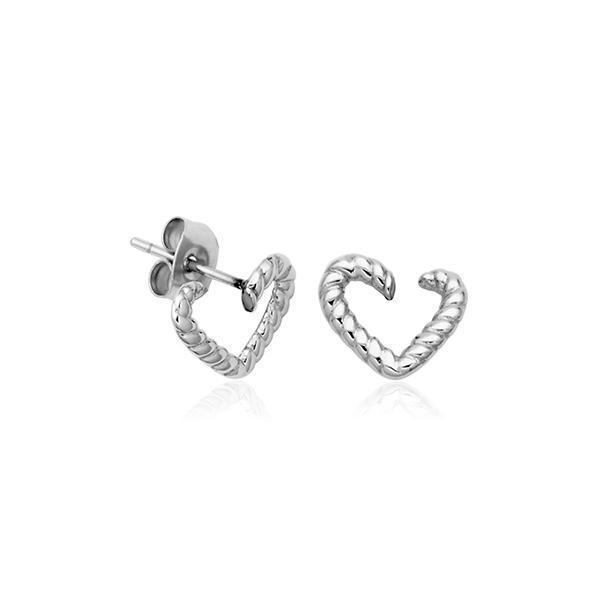 CJ Steelx Twisted Heart Stud Earrings - Silver
