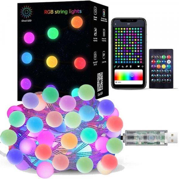 RGB Ball String Lights 33FT USB Powered LED Bubble Lights with Remote Control for Indoor Outdoor Decoration for Bespoke Design Adjustments - White
