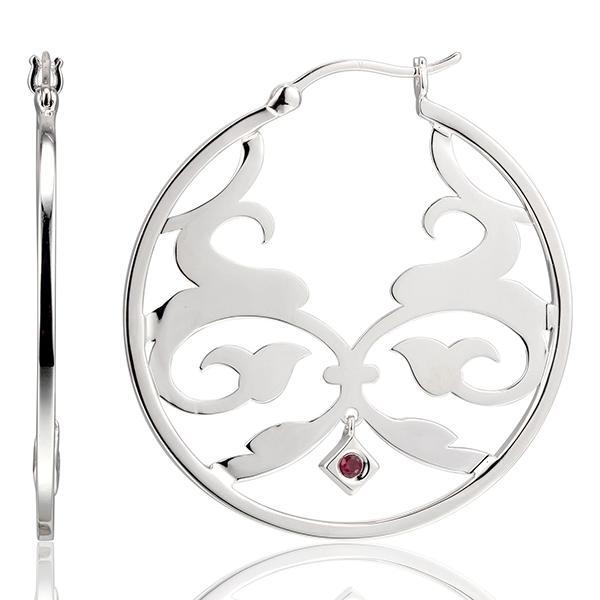 ER2LBRBA0-W Sterling Silver Filigree 41mm Hoop Earrings