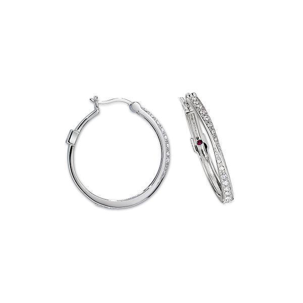 ER2LBDV-W "Hoops" Sterling Silver Twisted Cubic Zirconia 28mm Hoop Earrings