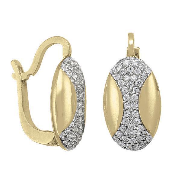 10K Gold Cubic Zirconia Oval Shaped Hoop Earrings