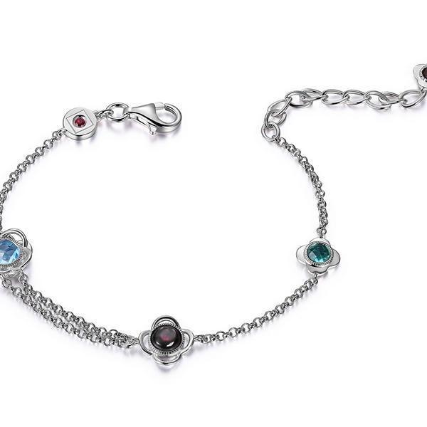 BR1LAAB9-W-6.5 Romance Mother of Pearl and Topaz Flower Bracelet Size 6.5