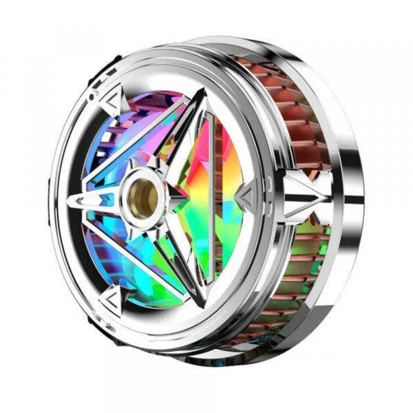 Magnetic Gaming Phone Cooler Fan with RGB Lights - Fast Cooling for Mobile Devices X18 for Universal Cell Phone And Bluetooth Device - Silver