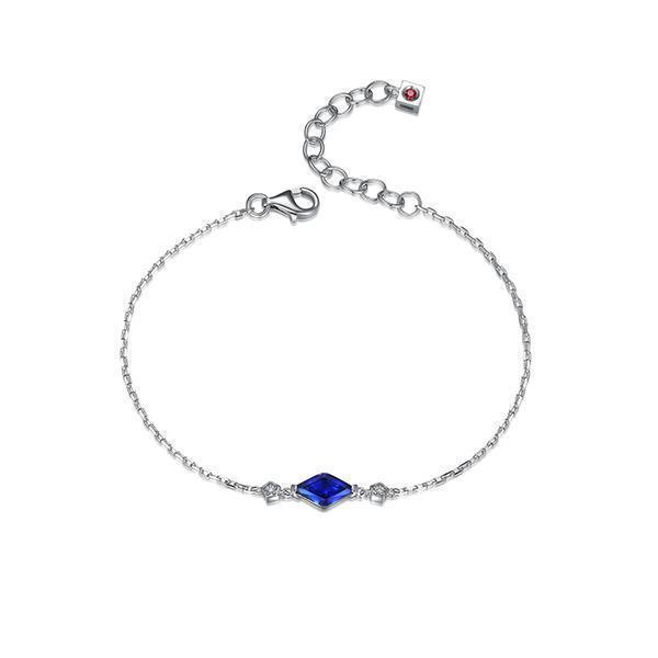 BR1LAMF-B "Etoile" Marquise Shape Created Sapphire and Lab Grown Diamond Bracelet