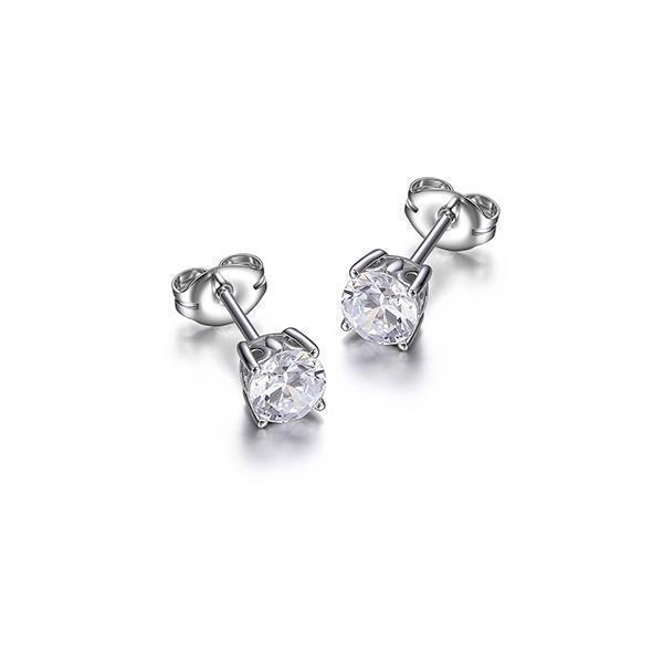 Diamondlite Cubic Zirconia 5mm Round Stud Earrings - Silver