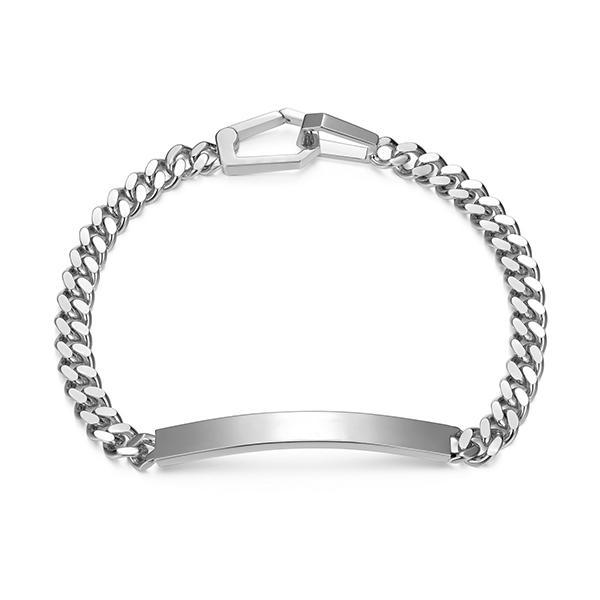 Sterling silver CJ Ethos ID rhodium plated 6.75mm curb chain ID bracelet