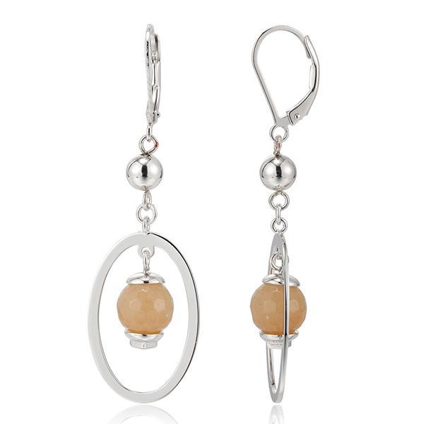 ER2LBN0AG-W Sterling Silver CALYPSO Red Aventurine Oval Leverback Earrings