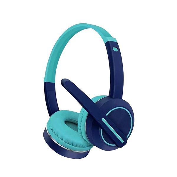 Compact Hi-Fi Audio Bluetooth Wireless Extendable Headphone Headset with Built in Mic and FM Radio for Universal Cell Phone And Bluetooth Device KIAKZK25 - Green Blue