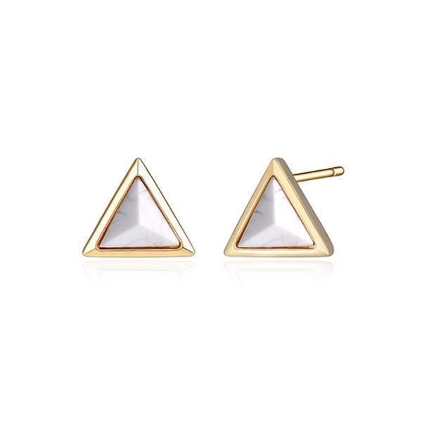 E32LCHD-Y "Spatial" Sterling Silver Howlite Triangle Stud Earrings