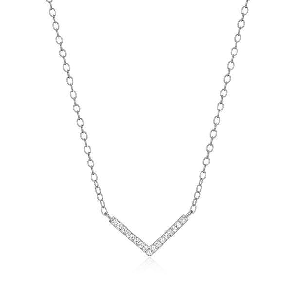 CJ Monte sterling silver lab­created diamond V­necklace