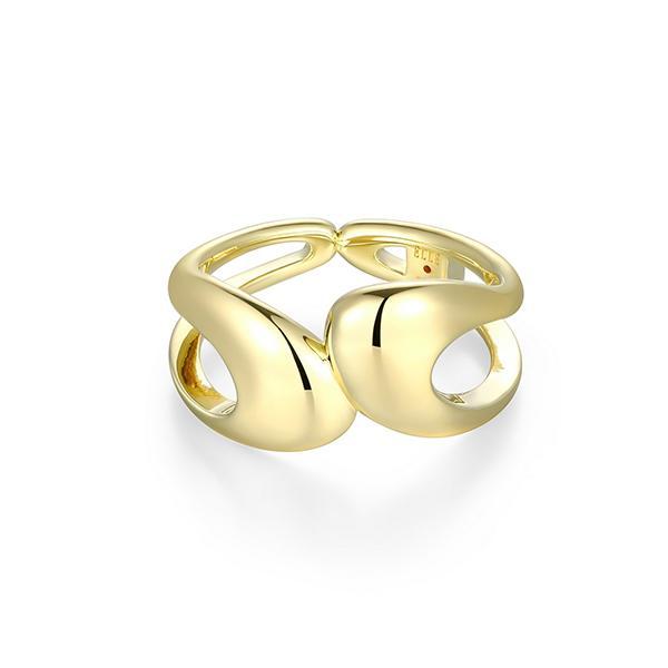 R34LAKKA0-Y-6 Sterling Silver OASIS Fluid Open Teardrop Bypass Ring Size 6