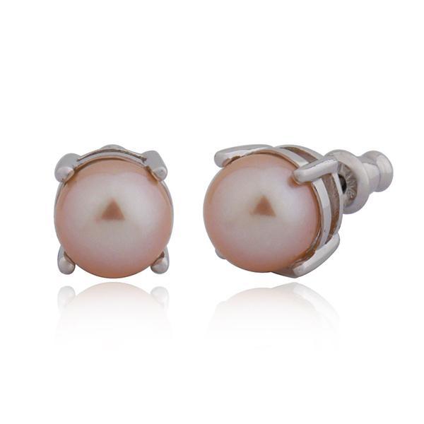 ER2LAMA9-W Pink Pearl Stud Earrings