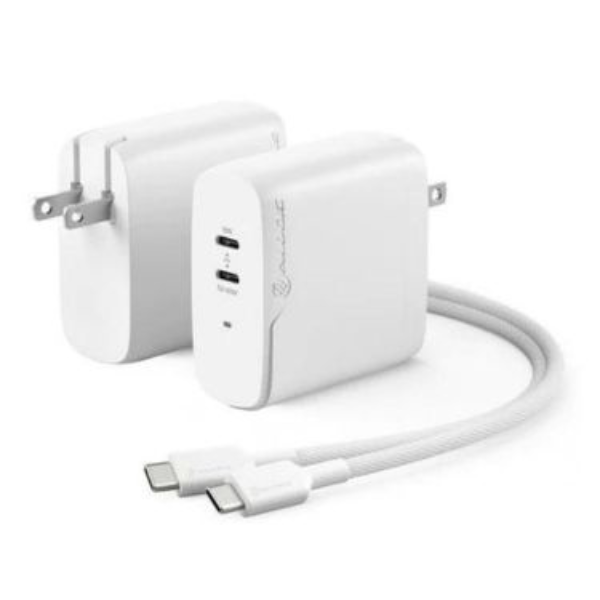 MS53232 Wall Charger 2 Port 68W GaN PD 2x USB-C -50-60W  plus  18W- and  6ft USB-C to USB-C 100W Cable