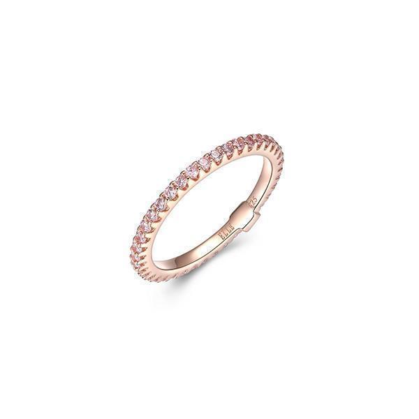 R34LAF8-R-7 "Stardust" Clear Cubic Zirconia Skinny Eternity Ring - Rose Gold