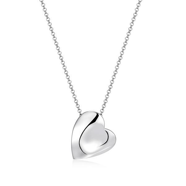 NR3AHG8A0-W-17 Sterling Silver Concave Heart Pendant Necklace Size 17