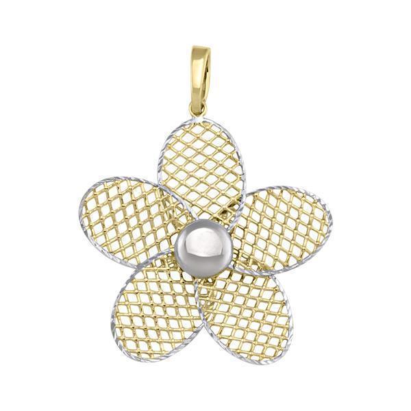 10K Gold and Silver Flower Shaped Pendant