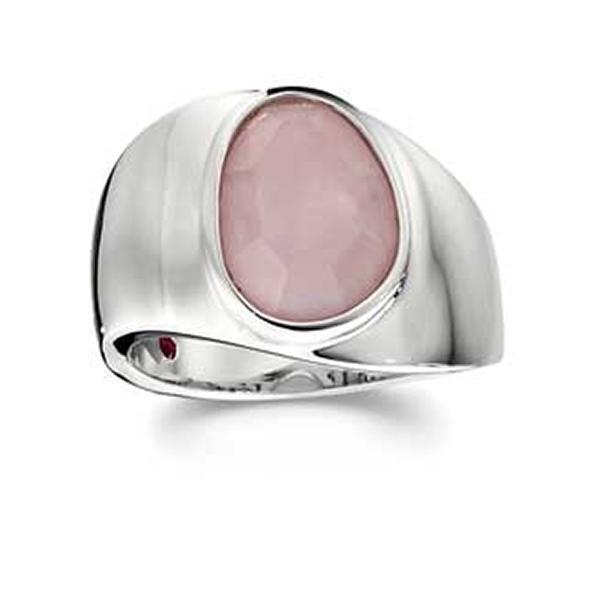 RR4L83432-W-9 Sterling Silver SUGAR MELON Rose Quartz Ring Size 9