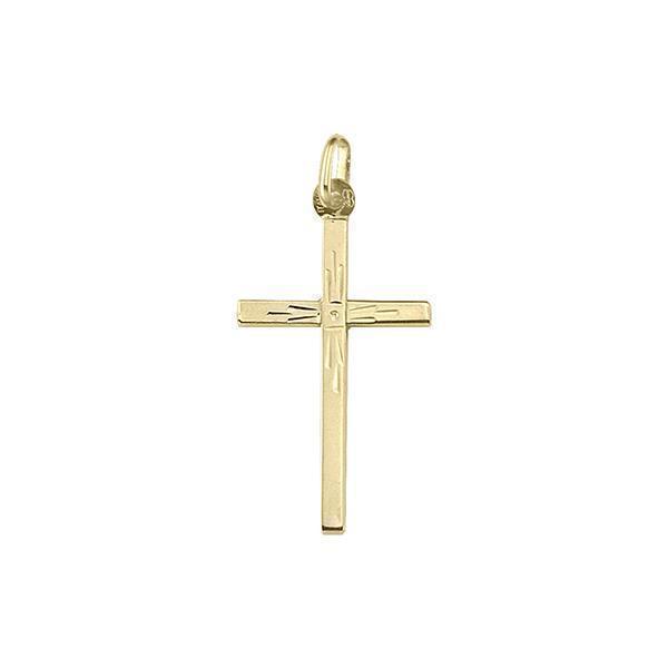 18K Gold Cross Pendant - 18KY