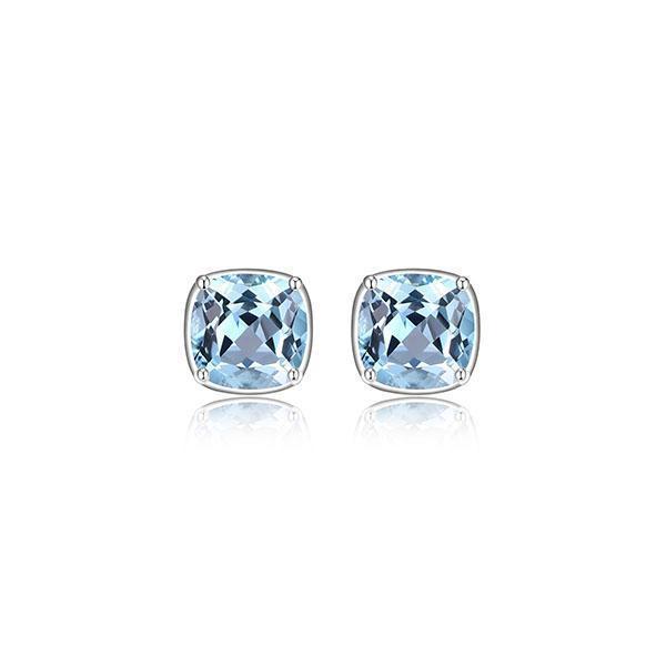 ER2LCM9-B "Marble" Blue Topaz Cushion Cut Stud Earrings
