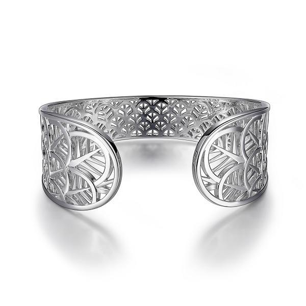 BR1LAEPA-W-6.75 Bloom Leaf Open Cuff Bangle Size 6.75