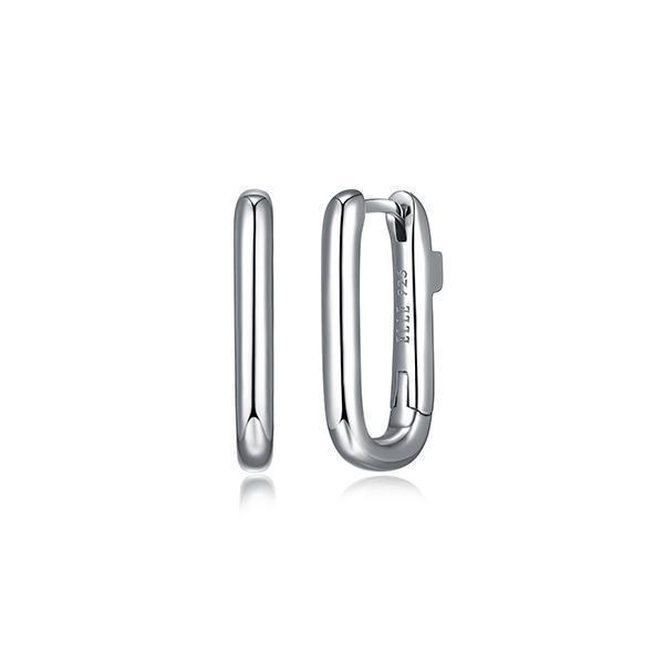 ER2LCNB-W "Simpatico" 19x11mm Rectangle Small Hoop Earrings