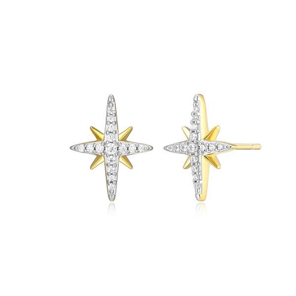 CJ Monte sterling silver lab­-created diamond north star stud earrings