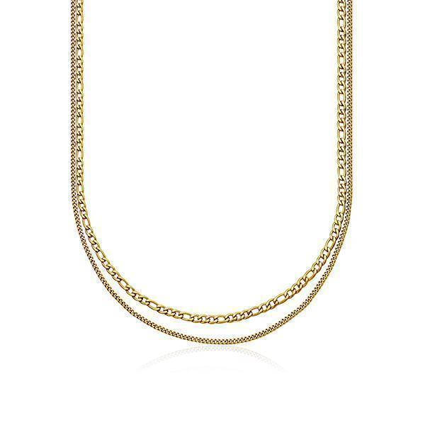 CJ Steelx Mixed Link Double Chain Necklace - Gold