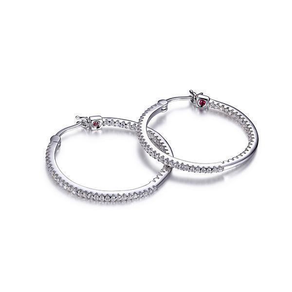 ER2LC3Q-W "Rodeo Drive" Sterling Silver Cubic Zirconia Inside Out 30mm Hoop Earrings