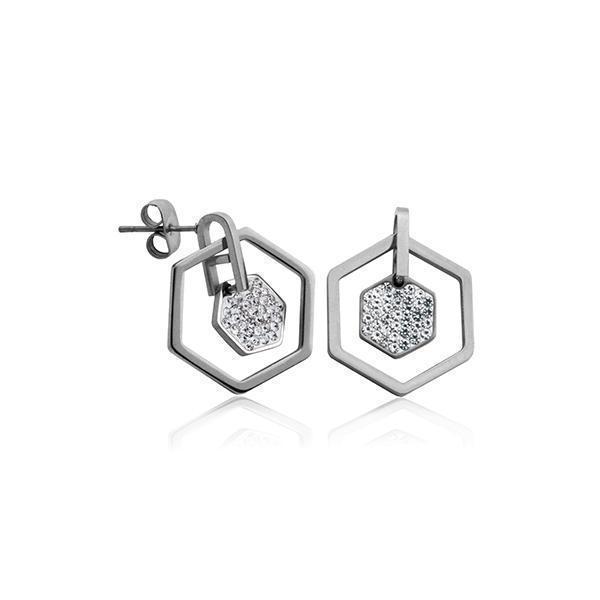 CJ Steelx Hexagon Earring with Preciosa Crystal