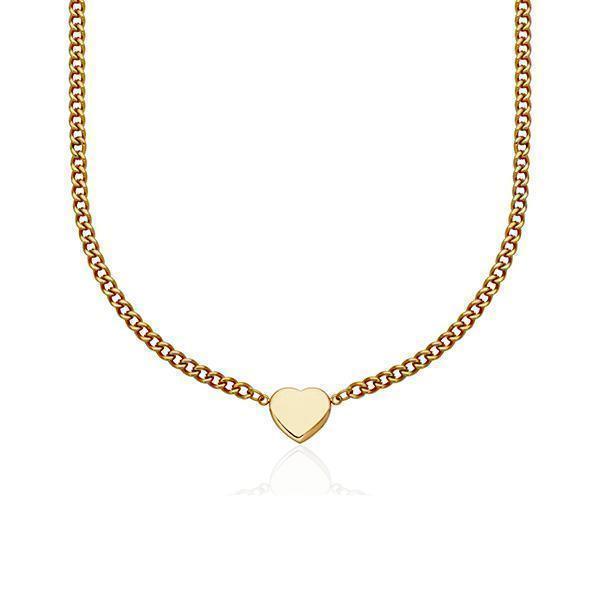 CJ Steelx 3.5 mm Curb Chain Puffy Heart Necklace - Gold