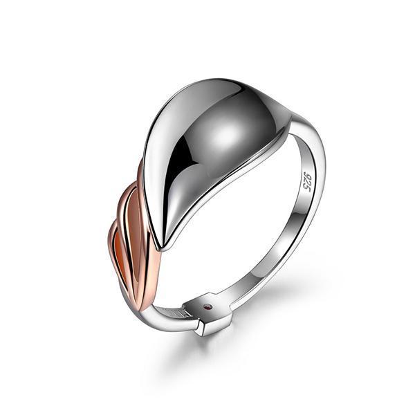 RR4LA95A0-2T-7 Sterling Silver Two Tone Petal Ring Size 7