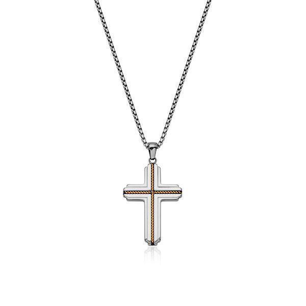 CJ STEELX Cross Pendant - Silver and Gold
