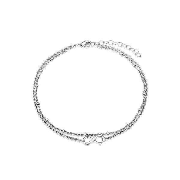 Simplicity Collection Double Chain Infinity Anklet - Silver